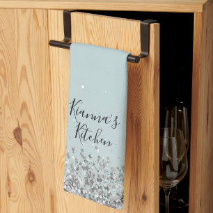 Chic Silver Glittery Personlig Kitchen Towel Kökshandduk