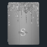 Chic Silver Gnistra Drives Monogram Namn iPad Pro Skydd<br><div class="desc">Njut av den här eleganten med ditt namn och monogram eller en början med chic och gnidig silver grått glitter droppar över en silver-bakgrund för metallfolie.</div>