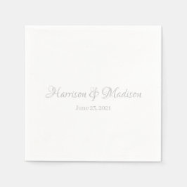 Chic silver grått anpassningsbar-skript Namn datum Pappersservett