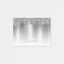 Chic Silver Grått Drickning Glitter Monogram Namn