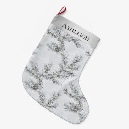 Chic Silver Grått Grenar jul Stor Julstrumpa