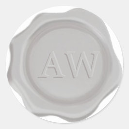 Chic Silver Grått Monogram Bröllop Vax säl i Runt Klistermärke