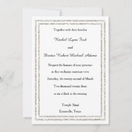 Chic Silver-gryad trim - Bröllopsinbjudan fem gång Inbjudningar