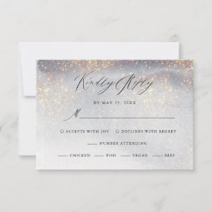 Chic, Silver Guld, Glitter Watercolor Luxury Bröll OSA Kort