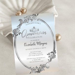 Chic silver krona tiara Quinceañera Inbjudningar