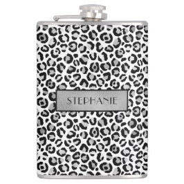 Chic Silver Leopard Print Personlig Fickplunta