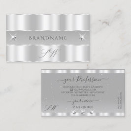 Chic Silver Light Grått Sparkling Diamonds Initial Visitkort