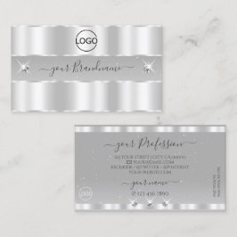 Chic Silver Light Grått Sparkling Diamons Add Logo Visitkort