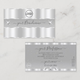 Chic Silver Light Grått Sparkling Diamons Add Logo Visitkort