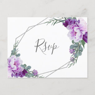 Chic Silver Lila Blommigt Eucalyptus Bröllop OSA Vykort