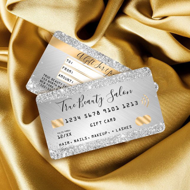 Chic Silver Metallic Guld Kredit Gift Visitkort (Skapare uppladdad)