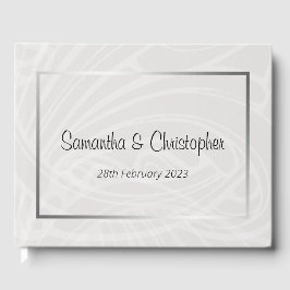 Chic Silver och Grått Damask Swirls Bröllop Gästböcker