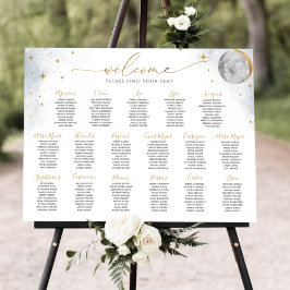 Chic Silver och Guld Celestial Seittsskylt Poster