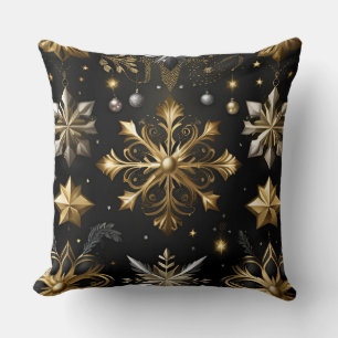 Chic Silver och Guld Snöflingor Kudde
