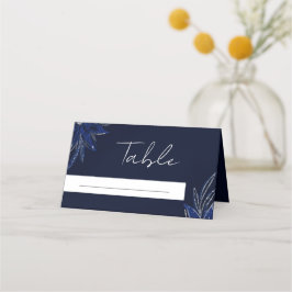 Chic Silver och marinblå Blommigten Bröllop Placeringskort