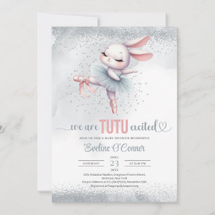 Chic silver och rosa tutu klänning kanin ballerina inbjudningar