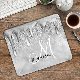 Chic silver ombre glitter droppar monogram musmatta