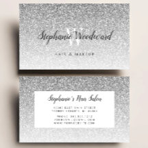 Chic Silver Ombre Glitter Monogram Hair Salon