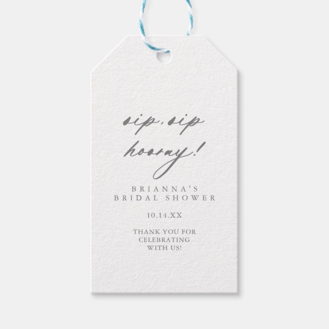 Chic Silver Sip Sip Hooray Möhippa Presentetikett (Framsidan)