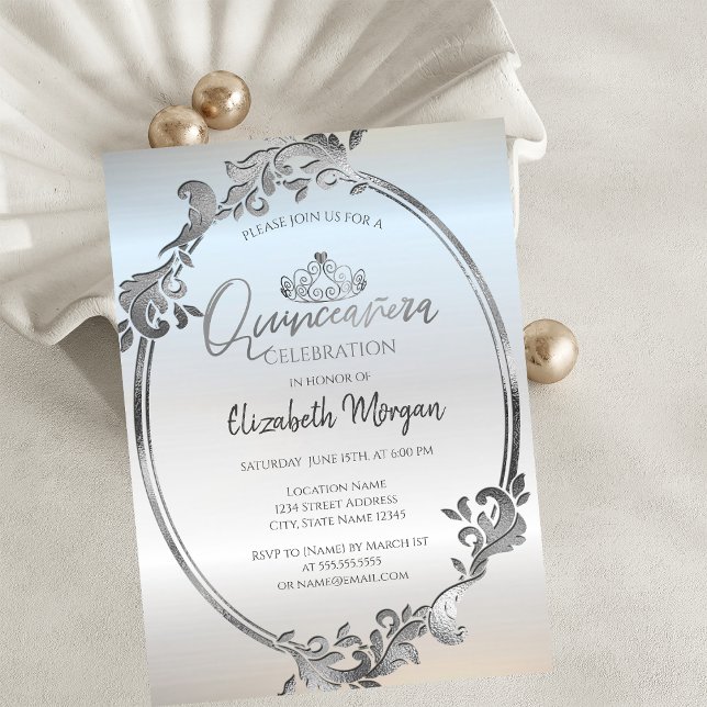 Chic Silver Tiara Quinceañera Inbjudningar (Skapare uppladdad)