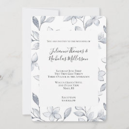 Chic Silver Vita Blommigten Bröllop Inbjudningar