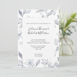 Chic Silver Vita Blommigten Bröllop Inbjudningar