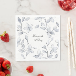 Chic Silver Vita Blommigten Bröllop Pappersservett