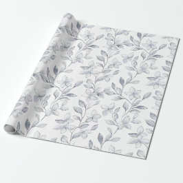 Chic Silver Vita Blommigten Bröllop Presentpapper