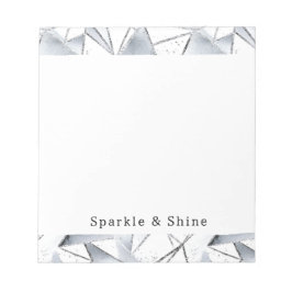 Chic Silver White Triangles Anteckningsblock