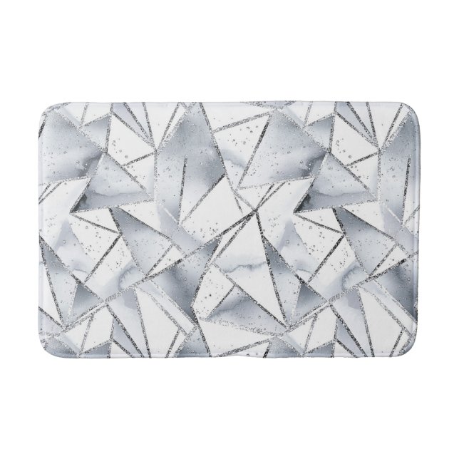 Chic Silver White Triangles jul Badrumsmatta (Framsidan)