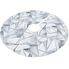Chic Silver White Triangles jul Julgransmatta Borstad Polyester