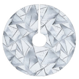 Chic Silver White Triangles jul Julgransmatta Borstad Polyester