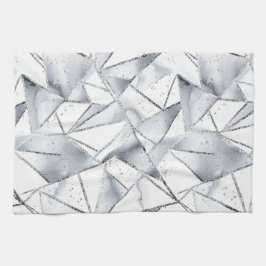 Chic Silver White Triangles jul Kökshandduk