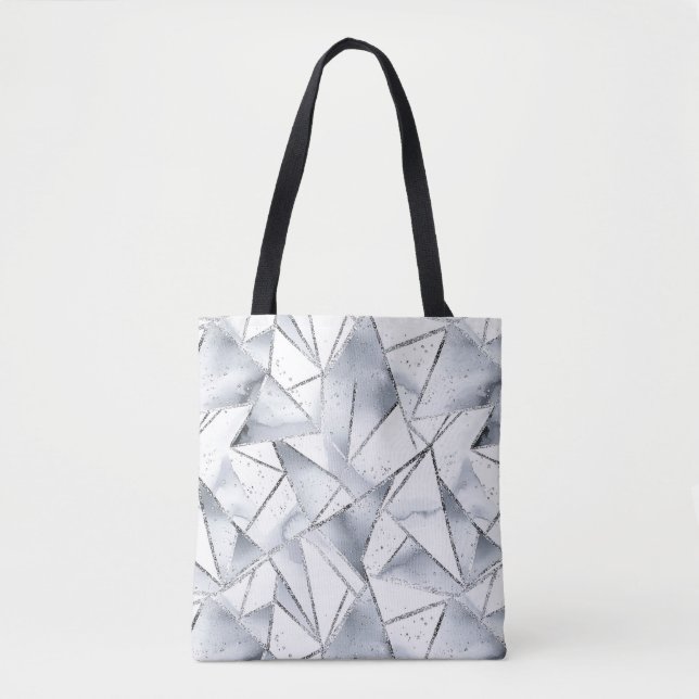 Chic Silver White Triangles jul Tygkasse (Framsida)