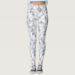 Chic Silver White Triangles Leggings