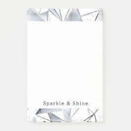 Chic Silver White Triangles Post-it Block