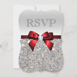 Chic silverpaljetter diamant röd slinga bröllop RS OSA Kort