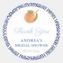 Chic Simple Citrus Blue Tiles Bröllopsgåva