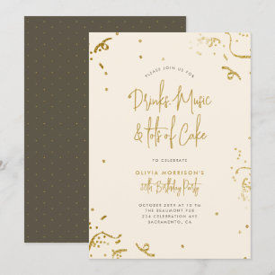 Chic Simple Guld Glitter Confetti 30års födelsedag Inbjudningar