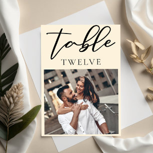 Chic Simple Ivory Couple Photo Bröllop Bordsnummer