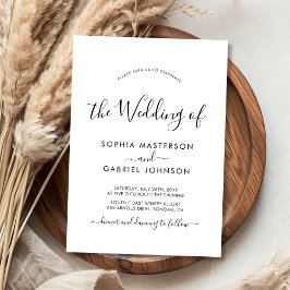 Chic Simple Modern Calligraphy Script Bröllop Inbjudningar