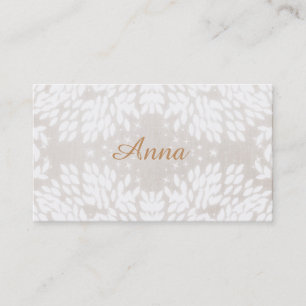 Chic Simple Namn White Lövs FAUX Beige Linen Visitkort