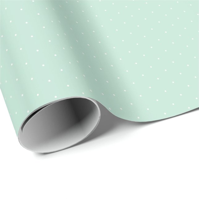Chic sjöskummet mynta grönt vit liten polka dots s presentpapper (Rullad Hörn)