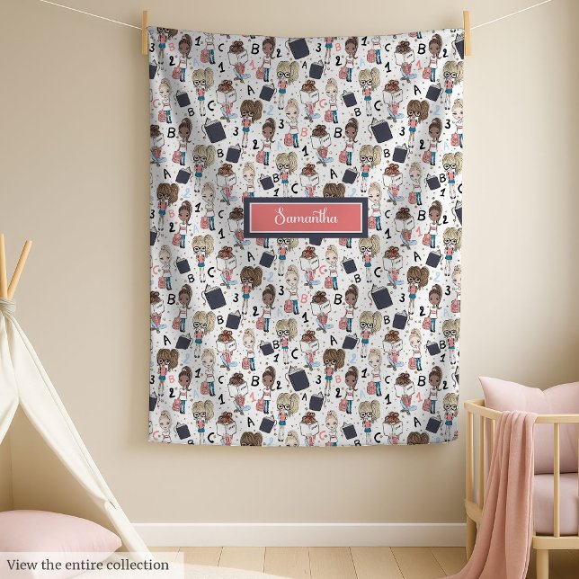 Chic skolfilt med pastel färg för flickor fleecefilt (Chic school blanket with pastel colors for girls)