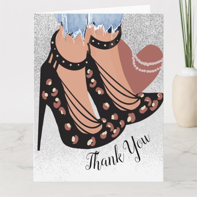 Chic Skönhet Fashionista Bloggare Glitter Tack Kort (Framsida)