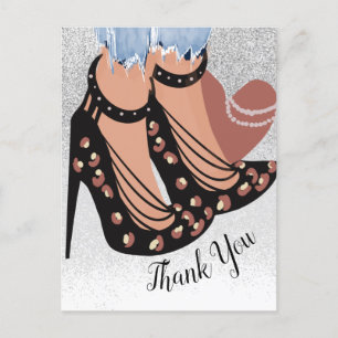 Chic Skönhet Fashionista Bloggare Glitter Tack Vykort
