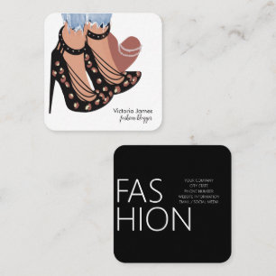 Chic skönhet fashionista bloggare planerare fyrkantigt visitkort
