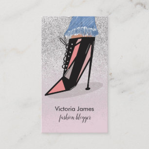 Chic Skönhet Fashionista Blogger Glitter Klackar  Visitkort