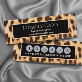 chic skönhetshår salon SPA leopard LOYALTY CARD Mini Visitkort