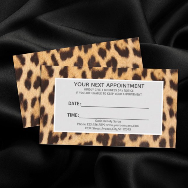 chic skönhetshår salon SPA leopard möte Visitkort (chic beauty hair salon SPA leopard appointment Business Card)